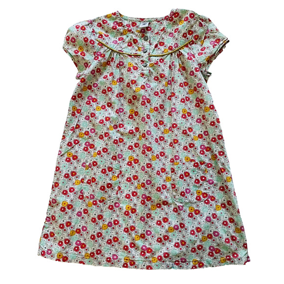 Petit Bateau Size 8 Floral Dress Pink, Yellow‎ & Aqua Fit & Flare Cotton Girl's - Picture 1 of 10